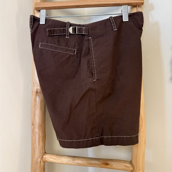J. Crew Pants - J Crew Brown Twill Shorts Brown Buckle Back Snap Front Size 0